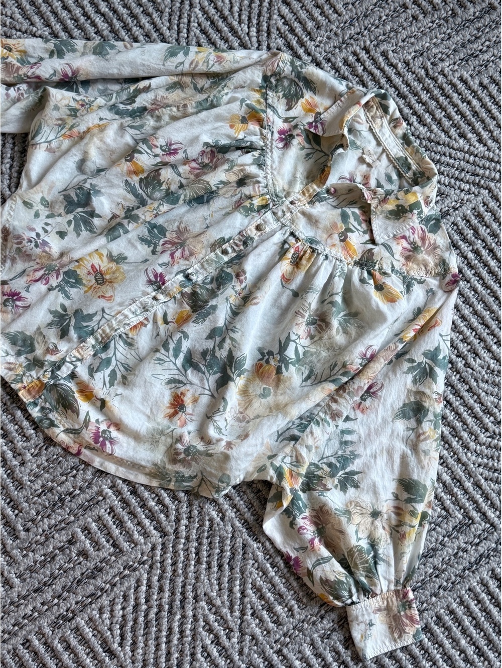 Pilcro Floral Button-Up Blouse in XS